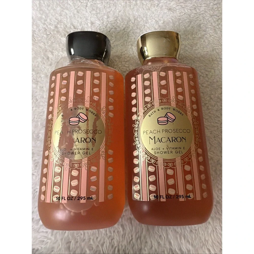 Bath & Body Works PEACH PROSECCO MACARON Shower Gel New Rare Lot Of 2